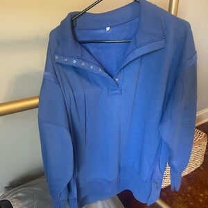 Blue Women's Snap-Placket Pullover Sweater